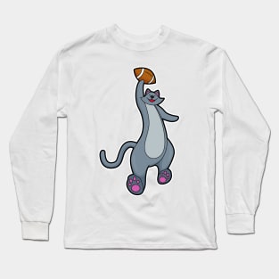 Cat as Football player with Football Long Sleeve T-Shirt